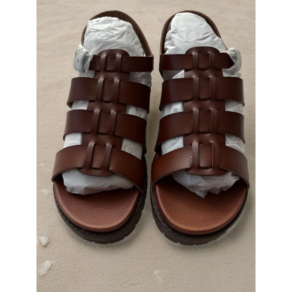 MIA Tahna Cognac Brown Fisherman Sandals Platform Lug Sole Block Heel MH0523J 8M